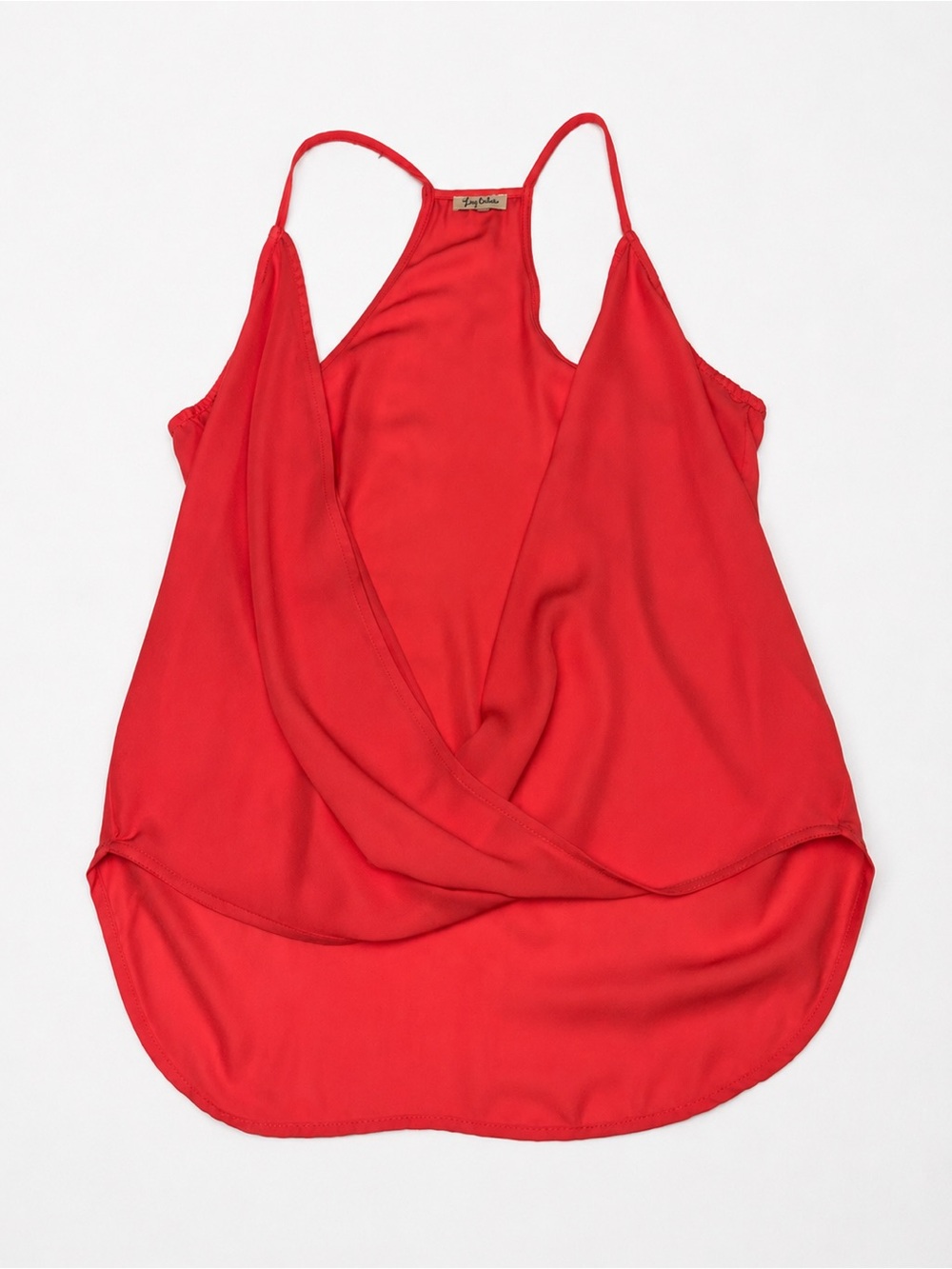Lily White Large Sleeveless Coral Open Drape Wrap Front Tank Top Flowy Y2K